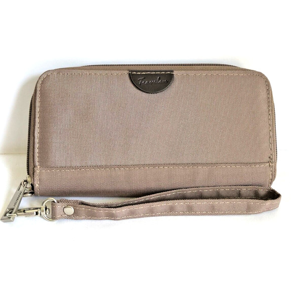 Travelon Handbags - Travelon RFID Blocking Safe ID Wristlet Wallet Beige Travel Organizer Full Zip